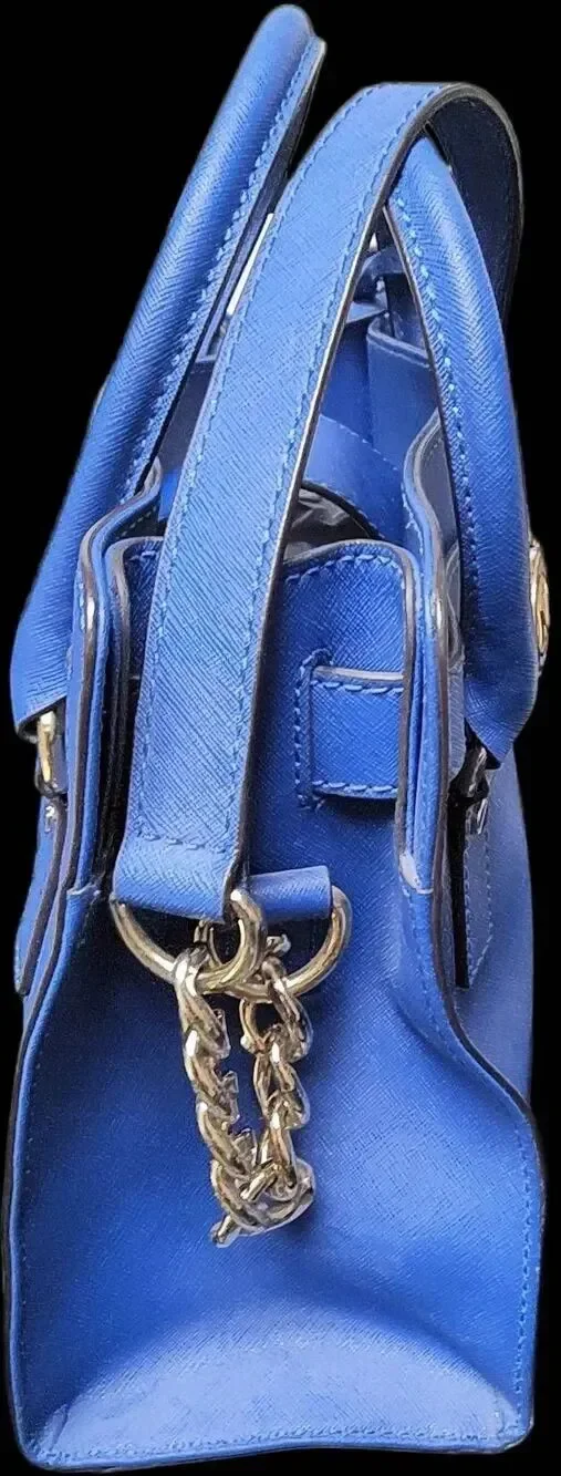 MICHAEL KORS Hamilton Blue Saffiano Leather Satchel w/Padlock